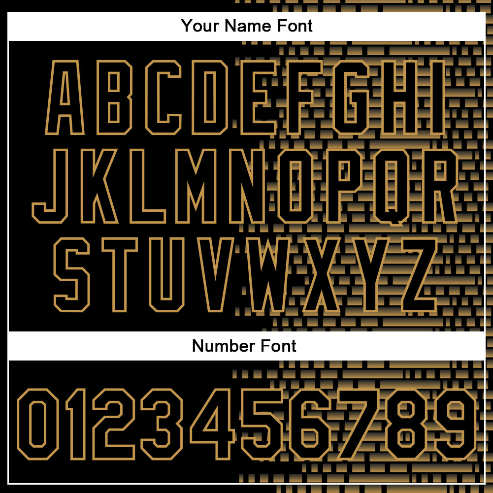 Custom Black Old Gold Halftone 3D Pattern Design Bomber Full-Snap Varsity Letterman Jacket