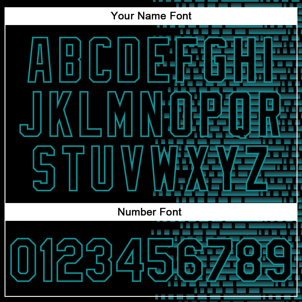 Custom Black Teal Halftone 3D Pattern Design Bomber Full-Snap Varsity Letterman Jacket