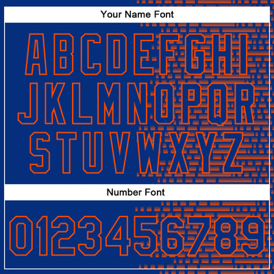 Custom Royal Orange Halftone 3D Pattern Design Bomber Full-Snap Varsity Letterman Jacket