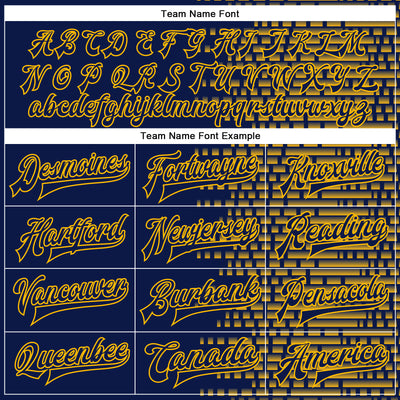 Custom Navy Gold Halftone 3D Pattern Design Bomber Full-Snap Varsity Letterman Jacket