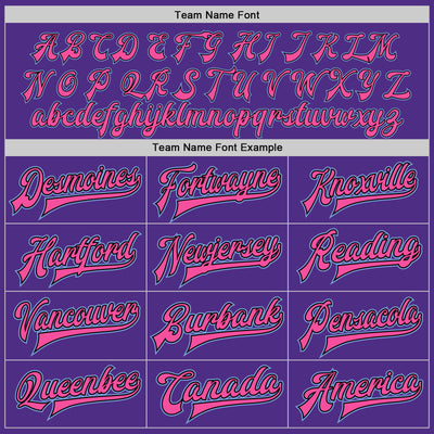 Custom Purple Pink Light Blue-Black Bomber Full-Snap Varsity Letterman Two Tone Jacket