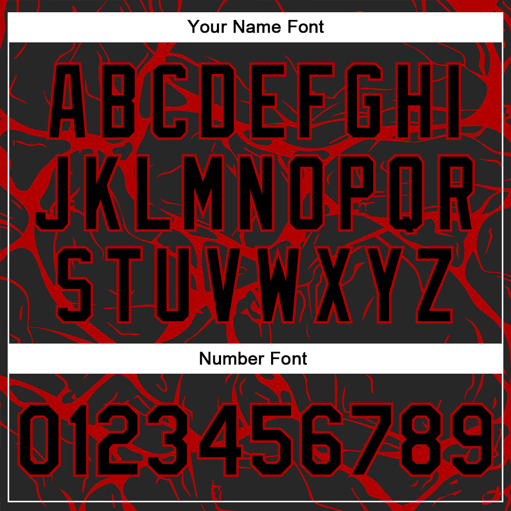 Custom Black Red Abstract Network 3D Pattern Design Bomber Full-Snap Varsity Letterman Jacket