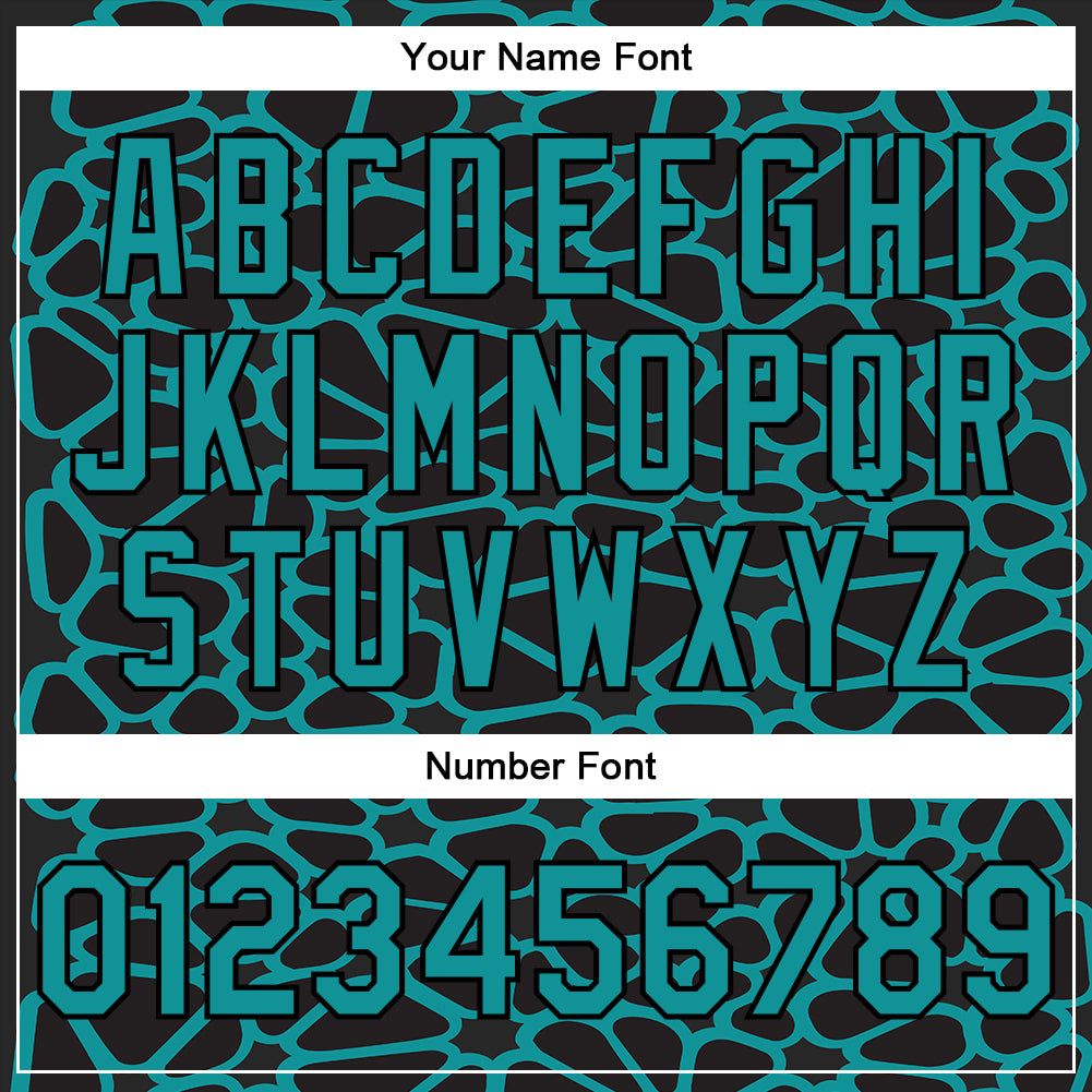 Custom Black Teal Spotted 3D Pattern Design Bomber Full-Snap Varsity Letterman Jacket