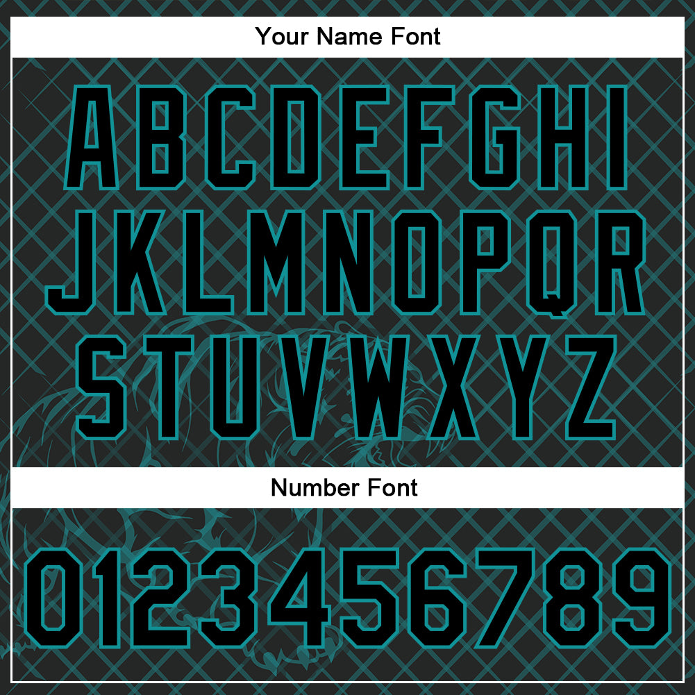 Custom Black Teal Check And Tiger 3D Pattern Design Bomber Full-Snap Varsity Letterman Jacket