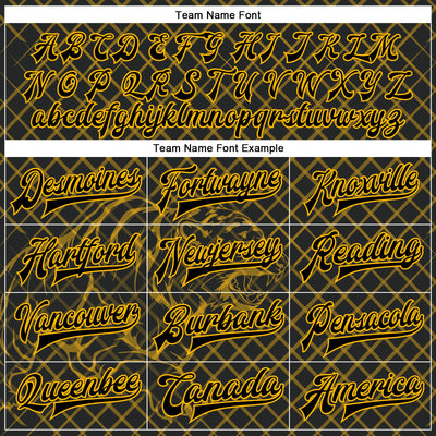 Custom Black Gold Check And Tiger 3D Pattern Design Bomber Full-Snap Varsity Letterman Jacket