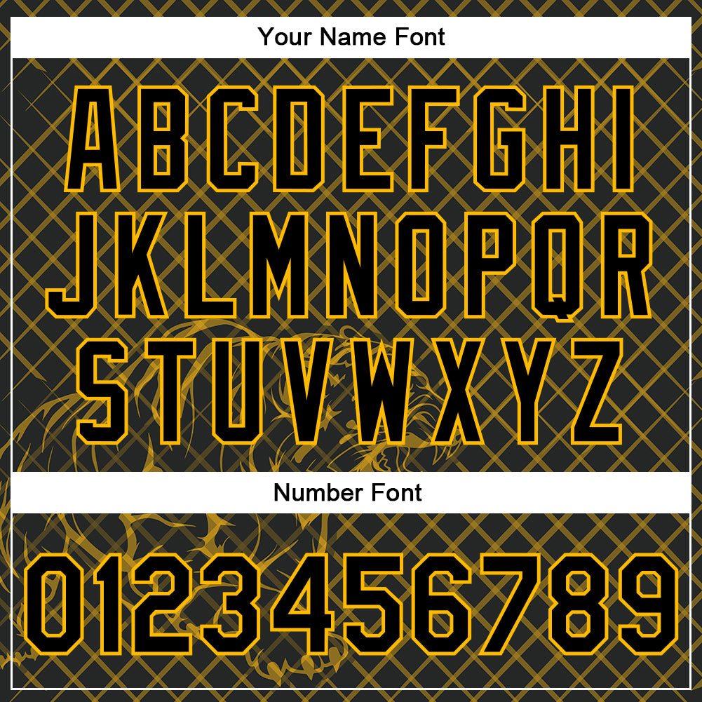 Custom Black Gold Check And Tiger 3D Pattern Design Bomber Full-Snap Varsity Letterman Jacket