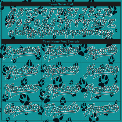 Custom Teal Black-White Wolf 3D Pattern Design Bomber Full-Snap Varsity Letterman Jacket