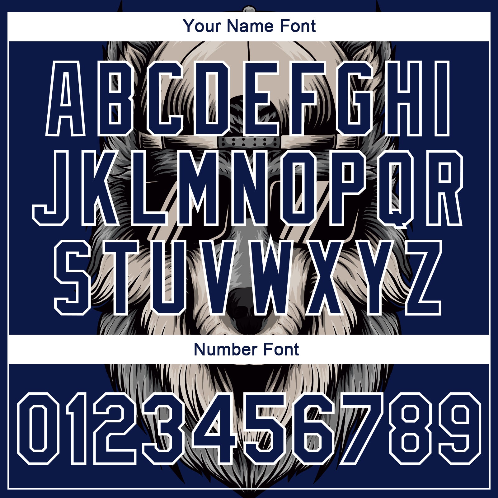 Custom Navy White-Gray Wolf 3D Pattern Design Bomber Full-Snap Varsity Letterman Jacket