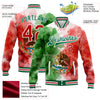Custom Kelly Green Red-White Mexico Watercolored Splashes Grunge Design 3D Bomber Full-Snap Varsity Letterman Jacket