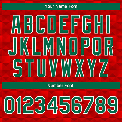 Custom Red Kelly Green-White Mexico 3D Bomber Full-Snap Varsity Letterman Jacket