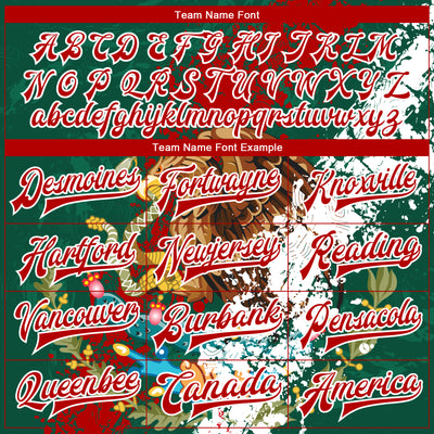 Custom Kelly Green Red-White Mexico 3D Bomber Full-Snap Varsity Letterman Jacket