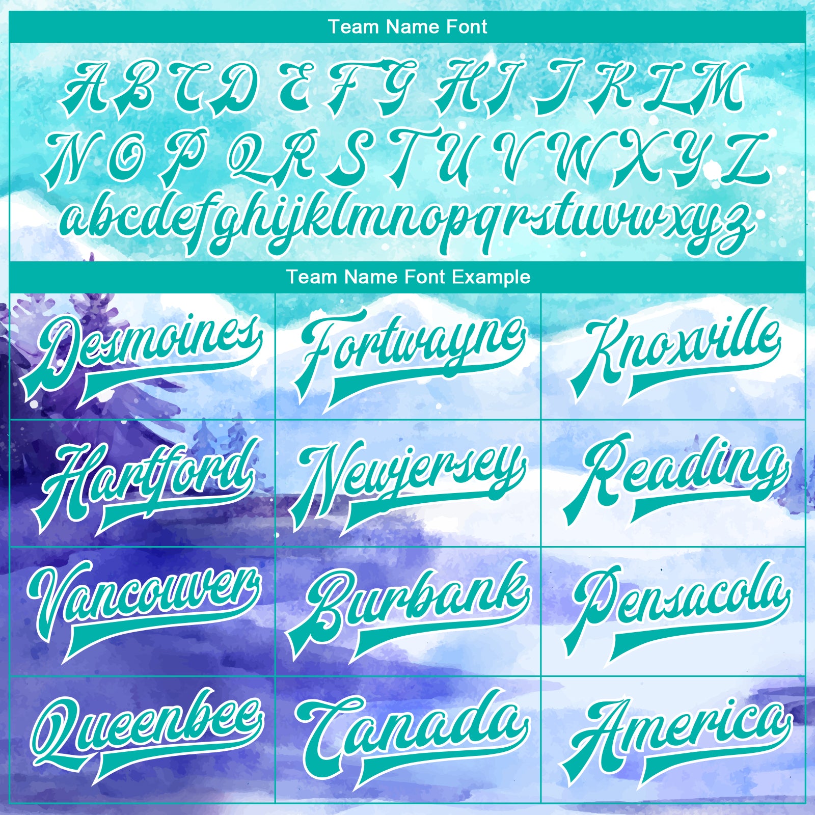 Custom Aqua White Winter Landscape With Watercolor Snowy Mountains And Trees 3D Pattern Design Bomber Full-Snap Varsity Letterman Jacket