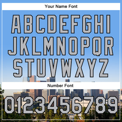 Custom Powder Blue Gray-Black Los Angeles California City Edition 3D Bomber Full-Snap Varsity Letterman Jacket