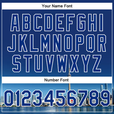 Custom Royal White Toronto Ontario City Edition 3D Bomber Full-Snap Varsity Letterman Jacket