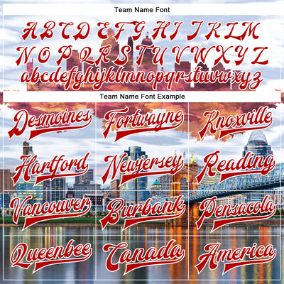 Custom White Red Cincinnati Ohio City Edition 3D Bomber Full-Snap Varsity Letterman Jacket