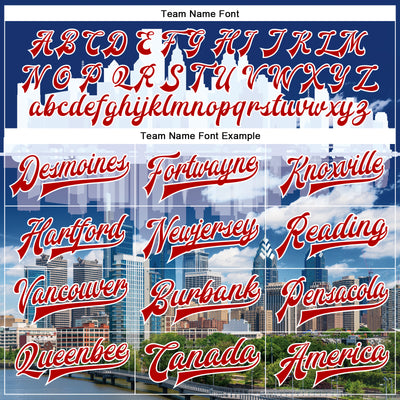 Custom Royal Red-White Philadelphia Pennsylvania City Edition 3D Bomber Full-Snap Varsity Letterman Jacket