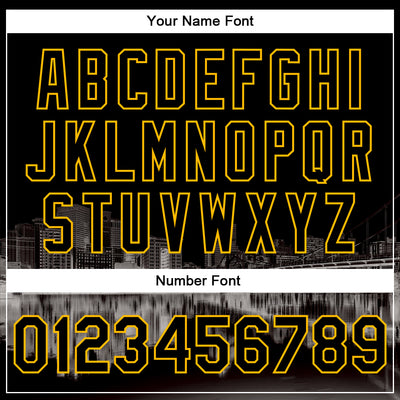 Custom Black Gold Pittsburgh Pennsylvania City Edition 3D Bomber Full-Snap Varsity Letterman Jacket