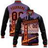 Custom Black Orange The Golden Gate Bridge San Francisco California City Edition 3D Bomber Full-Snap Varsity Letterman Jacket