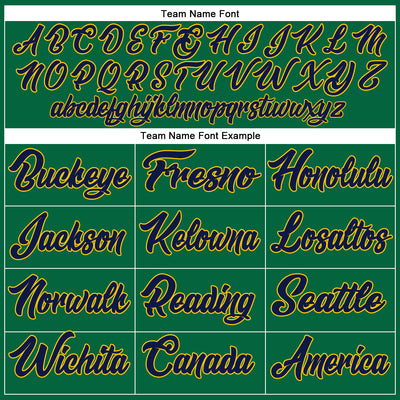 Custom Kelly Green Navy-Gold Authentic Baseball Jersey