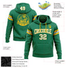 Custom Stitched Kelly Green White-Gold Football Pullover Sweatshirt Hoodie