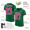 Custom Kelly Green Hot Pink-White Mesh Authentic Football Jersey