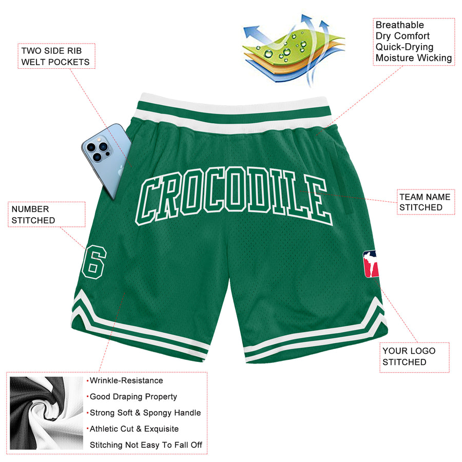 Hot Sale Customize Shorts Embroidered Mens Athletic Basketball Shorts  Tagged Kelly Green - FansIdea