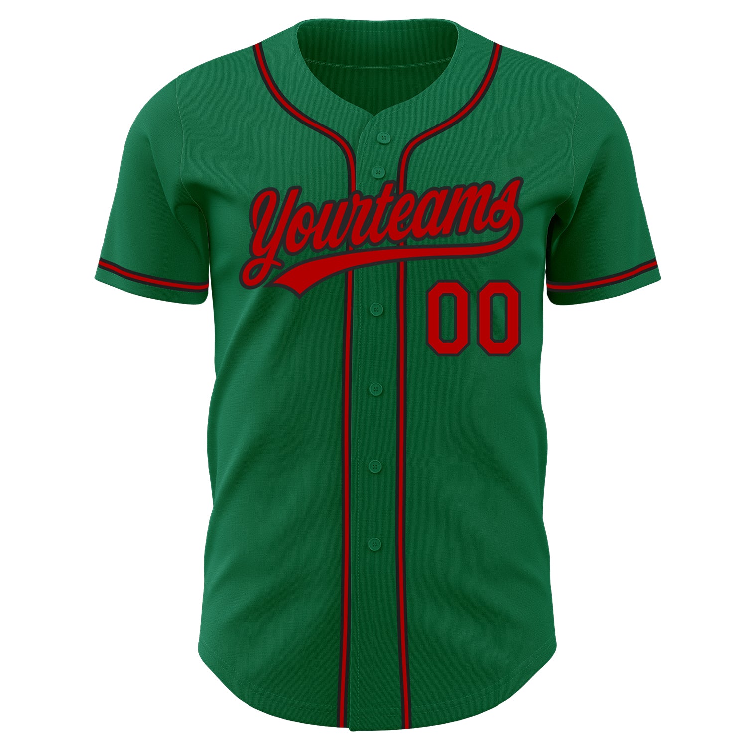 Custom Kelly Green Red-Black Authentic Baseball Jersey