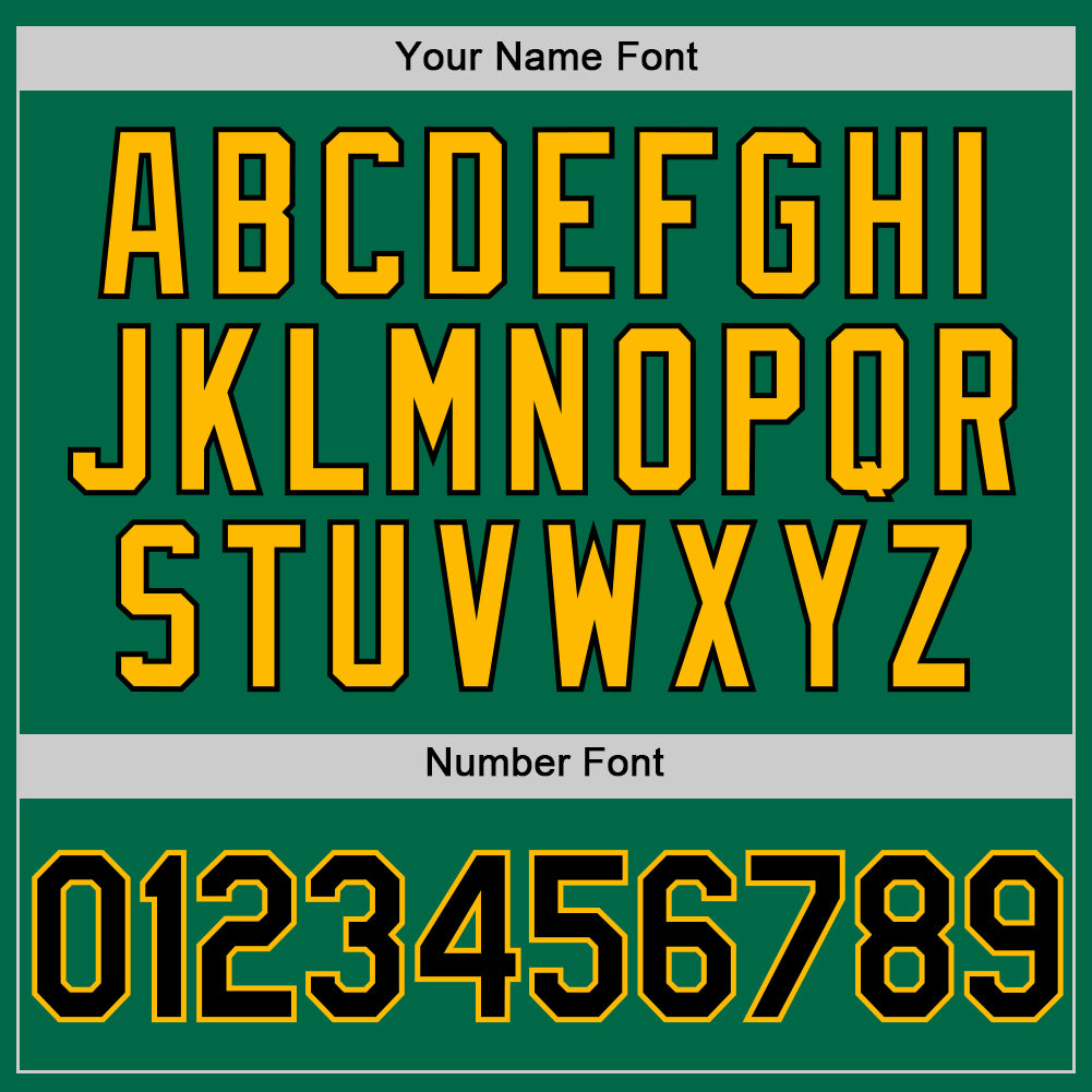 Custom Kelly Green Black-Gold Authentic Throwback Baseball Jersey