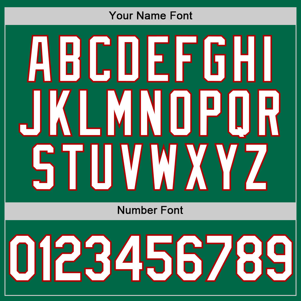 Custom Kelly Green White-Red Authentic Throwback Baseball Jersey