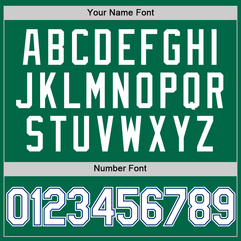 Custom Kelly Green White-Royal Authentic Throwback Baseball Jersey