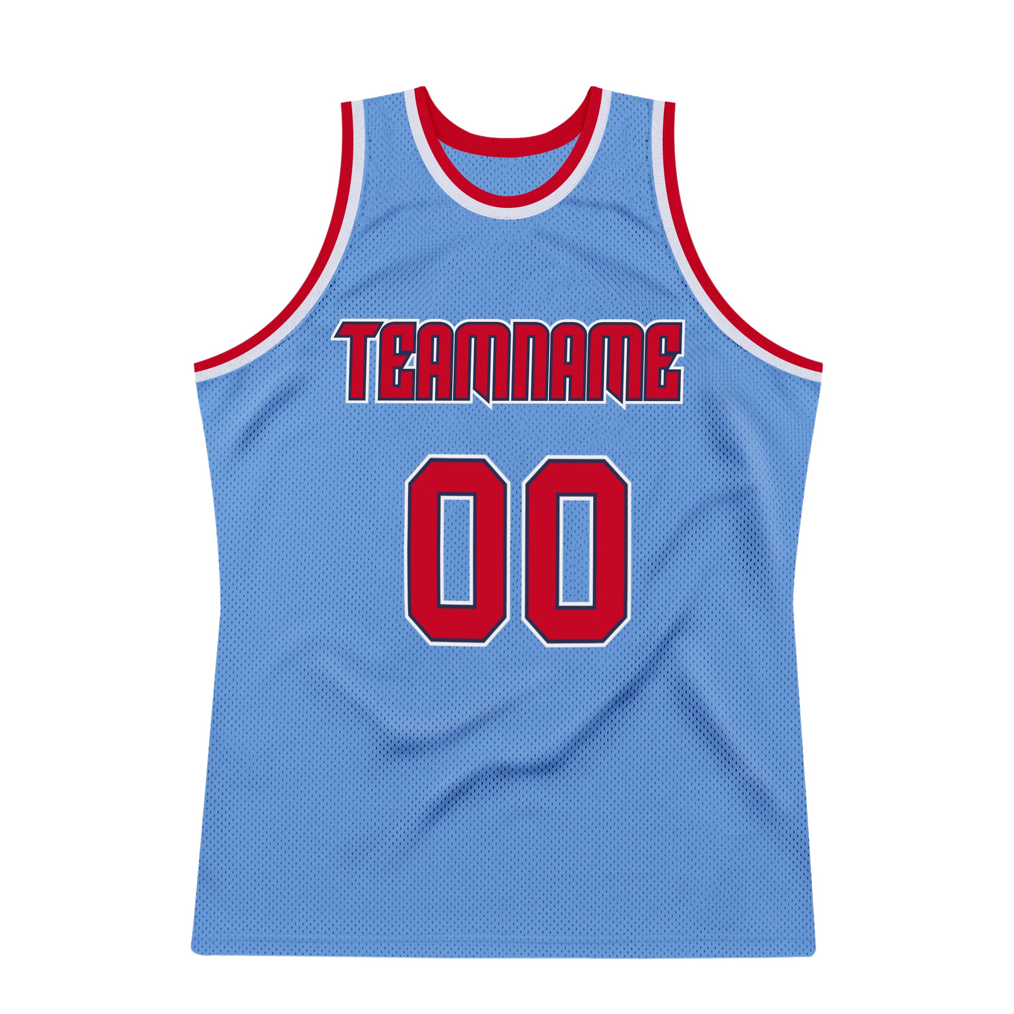 light blue and red basketball jersey