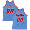 Custom Light Blue Red-Black Authentic Throwback Basketball Jersey
