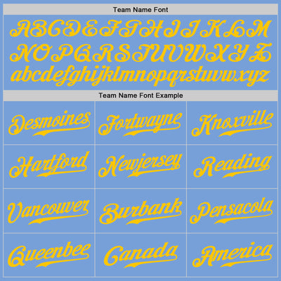 Custom Light Blue Gold Authentic Baseball Jersey