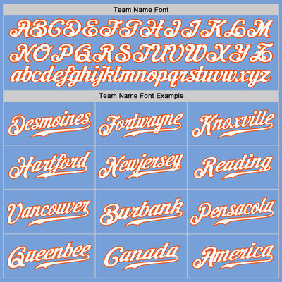 Custom Light Blue White-Orange Authentic Baseball Jersey