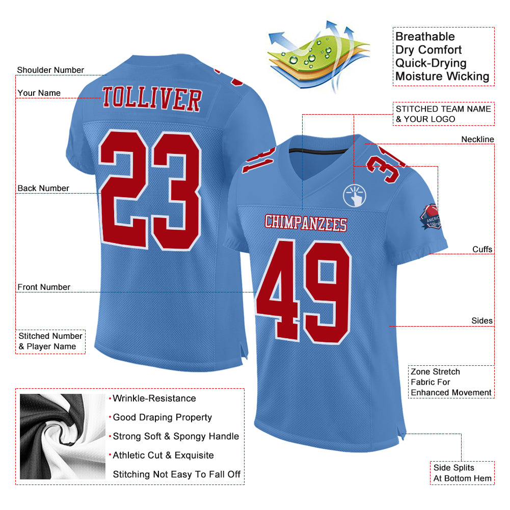  Custom Royal Blue Red and White Fan Jersey Choice of