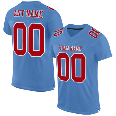 Cheap Custom Red White-Light Blue Mesh Authentic Football Jersey