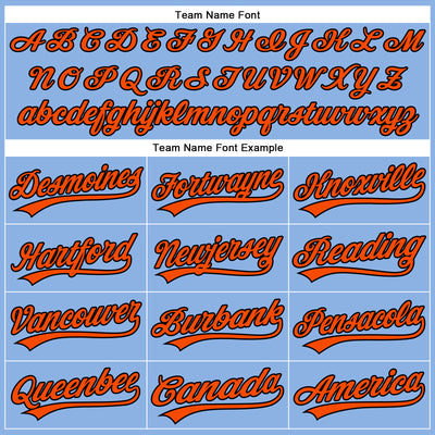 Custom Light Blue Orange Pinstripe Black Authentic Baseball Jersey