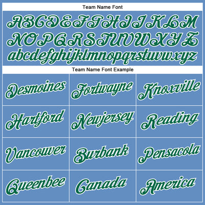 Custom Light Blue Kelly Green-White Performance T-Shirt