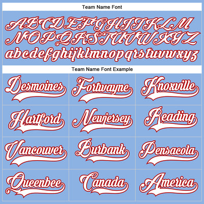 Custom Light Blue White-Red Hockey Lace Neck Jersey