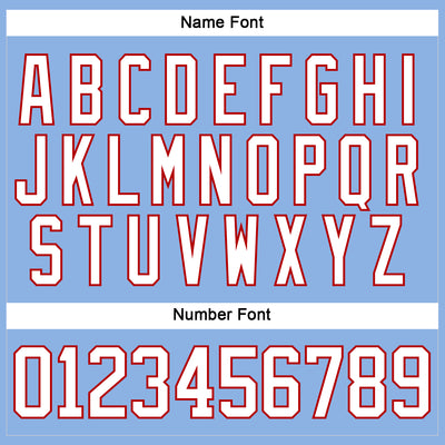 Custom Light Blue White-Red Hockey Lace Neck Jersey