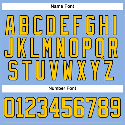 Custom Light Blue Yellow-Black Hockey Lace Neck Jersey