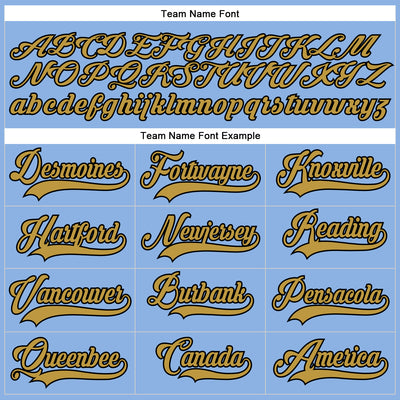 Custom Light Blue Old Gold-Black Hockey Lace Neck Jersey