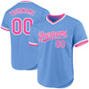 Custom Light Blue Pink-White Authentic Throwback Baseball Jersey