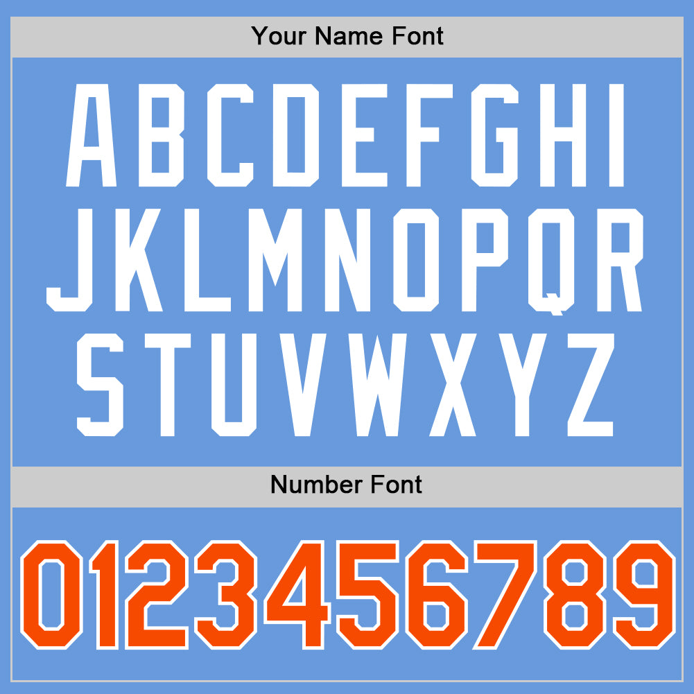 Custom Light Blue Orange-White Authentic Throwback Baseball Jersey