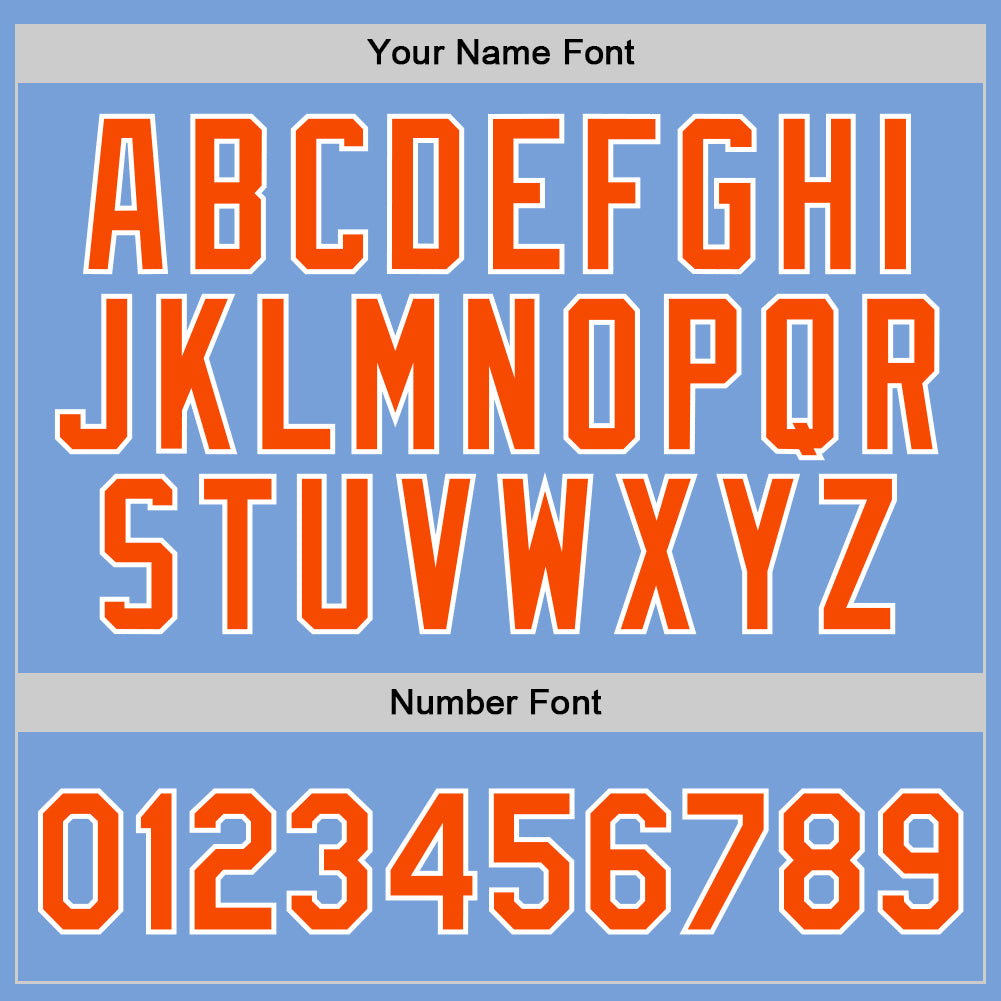 Custom Light Blue Orange-White Authentic Throwback Basketball Jersey