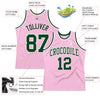 Custom Light Pink Green-White Authentic Throwback Basketball Jersey