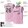 Custom Light Pink Black-White Authentic Throwback Basketball Jersey