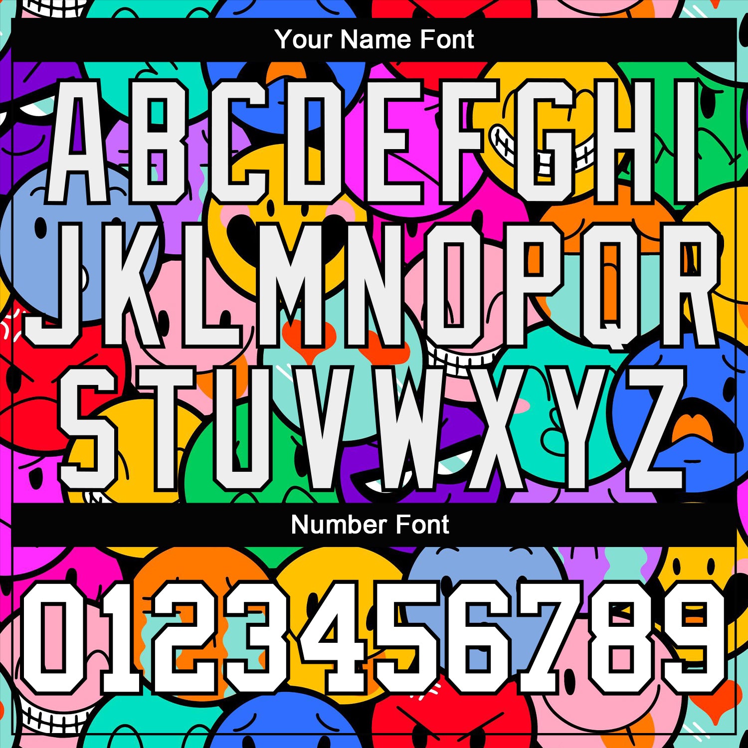 Custom Colorful White-Black Emoji 3D Pattern Long Sleeve Performance T-Shirt