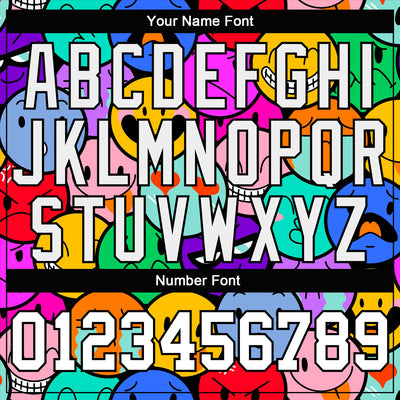 Custom Colorful White-Black Emoji 3D Pattern Long Sleeve Performance T-Shirt