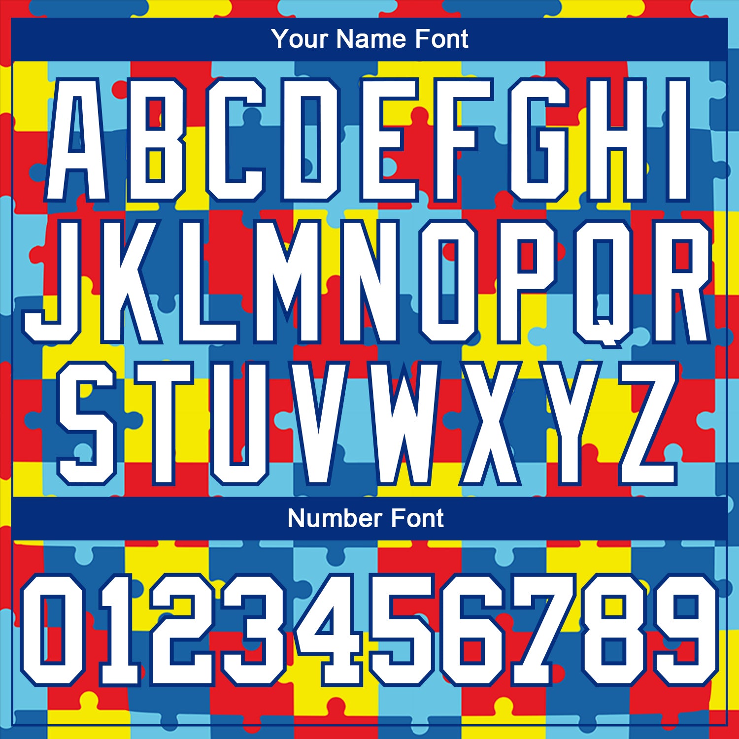 Custom Colorful White-Royal Autism Supporter Awareness Puzzle Pieces 3D Pattern Long Sleeve Performance T-Shirt